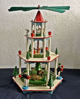 alte Glaesser 1950 73 cm Blank Engel handcraft Weihnachtspyramide