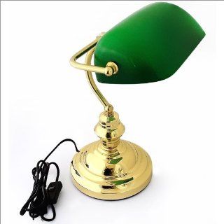 Relaxdays Schreibtischlampe Bankerlampe grün/gold 36 cm 
