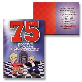 Archie Geburtstagskarte zum 75. Geburtstag Junge Mädchen rot