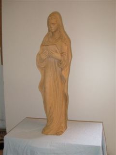 Holzfigur geschnitzt, Maria + Buch, Eiche ca. 70 cm 