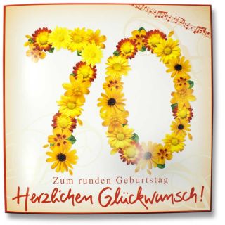 Geburtstagskarte mit Musik Zum runden Geburtstag 70 31x31cm