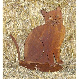 Katze aus Metall mit Rostfinish 35 cm Garten