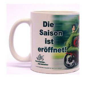 lustige Cartoon Kaffee Tasse Becher Motorrad   Die Saison ist