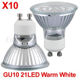 10X GU10 21 LED Strahler Spot Lampe Birne Warmweiß 230V