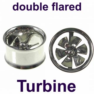 1x double flared Flesh Tunnel Turbine Ventilator Porpeller Stahl