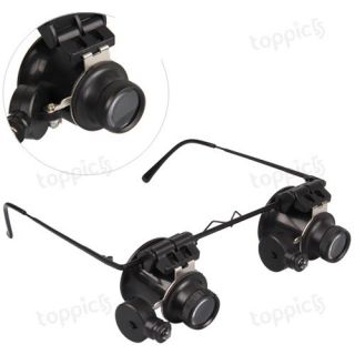 Brille Vergrößerungsglas 20X Fach Lupenbrille+LED Lampe