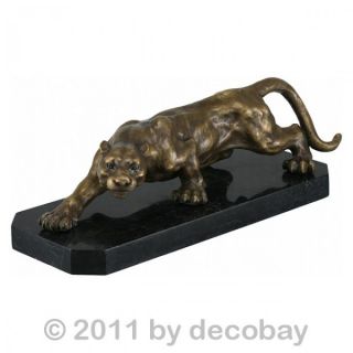 Panther Figur Bronze Skulptur schleichender Dekoration