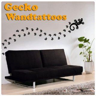 Wandtattoo Wandaufkleber GECKO Gekko + Fußspuren Set:1: 