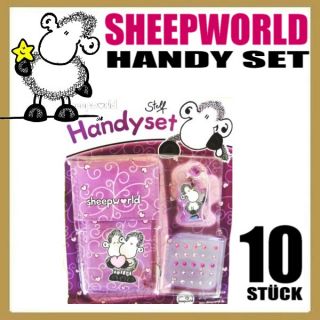 10 x Sheepworld Handyset mit Tasche, Strass Schmuck, Blinkanhänger ab