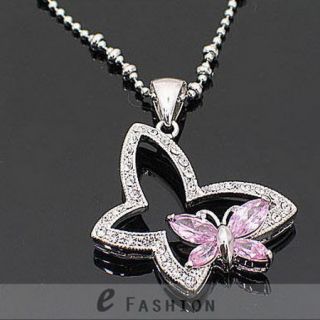 Schmetterling Style Anhänger Strass Damen Kette necklace NEU 101 0246