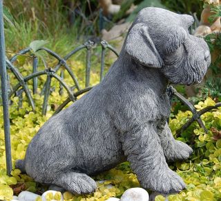 Steinguss Figur Hund Schnauzer liegend Figur Garten Neu