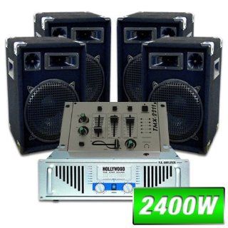 DJ PA Set 2400W 4x Boxen 1x Verstärker 1x 3/2 Kanal Mixer 