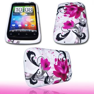 Silikon Case Handy Tasche Lila Blume für HTC Desire S / Schutzhülle