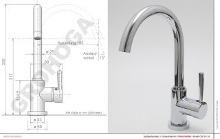 CW79 116 Chrom Armatur Küchenarmatur Einhebelmischer Wasserhahn