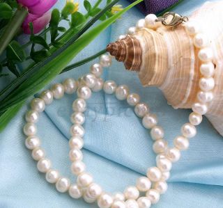 Strang Damen Kette Halskette weiss Zuchtperlen Perlen