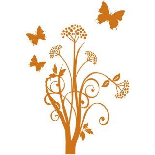 Wandkings Blumenranke mit Schmetterlingen Wandtattoo   Farbe und