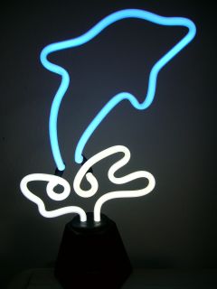 Neon Magic Light Lampe Delfin Delphin blau/weiß 30,5cm Deko