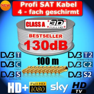 DIGITAL HDTV SAT KOAX KABEL 100m 130dB 130 Koaxial Antennenkabel für