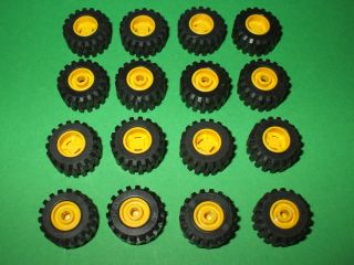 Lego: 16 Reifen Felge in gelb 6542 4559 9365 4563 6539 4980 6464 6600