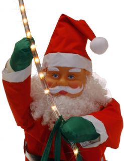 Weihnachtsmann beleuchtet kletternd Nikolaus außen Haus LED Leiter