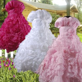 mit mehre 3D Rosen Neue Modelle Hochzeit Festkleid Gr.92 134