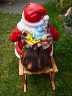 Weihnachtsmann mit Schlitten und Rentier 130 cm Dekofigur
