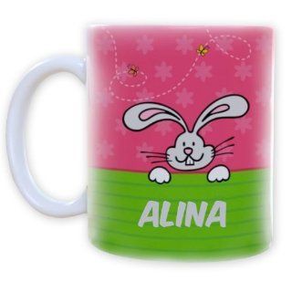 Striefchen® Tasse mit Osterhasen für Mädchen Name Alina 