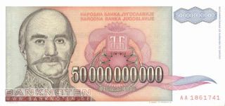 Jugoslawien / Yugoslavia   50 Milliarden Dinara 1993   P.136 UNC