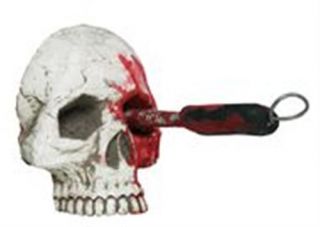Wanddekoration Totenkopf mit Messer im Auge Halloween