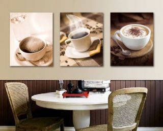XL XXL Leinwand 3 Drei Bilder Bild Cafe Kaffee Cappuccino Espresso