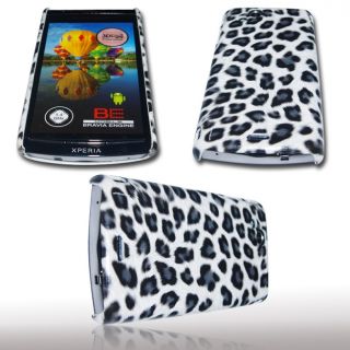 Hardcover Handy Tasche Case Leopard Grau f. Sony Ericsson Xperia ARC