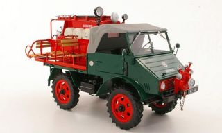Mercedes Unimog 401, Feuerwehr, mit Spezialaufbau, grün/rot, 1:18