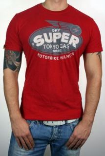 SUPERDRY TOKYO GAS MOTORBIKE HELMETS CLUB STAR SZENE T SHIRT ROT d G L