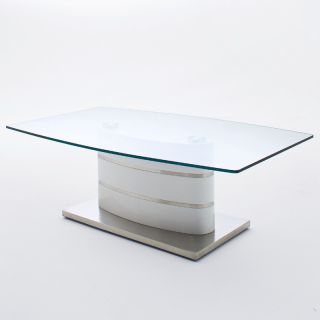 NEU* Design Couchtisch Hochglanz weiß   Edelstahl Glastisch