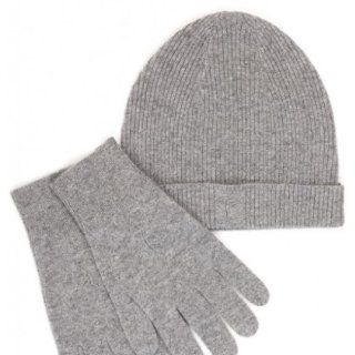 CITIZEN CASHMERE Herren Mütze + Handschuhe SET (Hellgrau) 100%