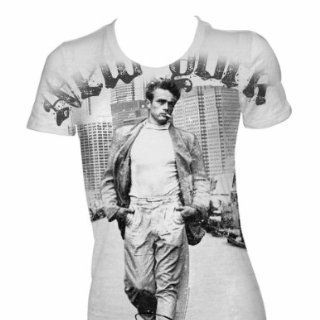 James Dean     Walking In New York Damen T Shirt In Sub White Burnout