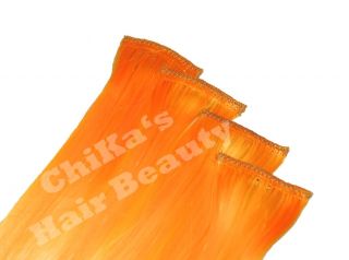 Clip IN Extensions Haarverlängerung Orange Gewellt 65cm