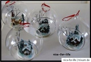 Christbaumkugel mit Miniatur Winterlandschaft in Glas Kugel 4 Motive