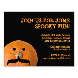 mustache pumpkin host Halloween party Announcement