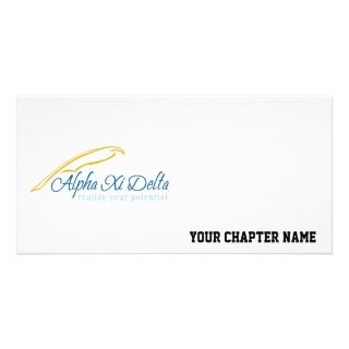 Alpha Xi Delta Name with Quill and Phrase Personalized Photo Card