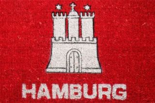 Fussmatte Fußmatte HAMBURG Kokosmatte Türmatte rot Design