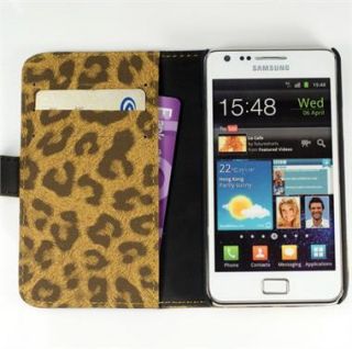 Samsung Galaxy S2 i9100 Leopard Leder Tasche Hülle Etui Case Cover