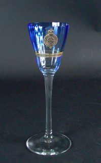Jugendstil Stengelglas in blau   LUCCA LIQUEUR   entwurf Kolo Moser