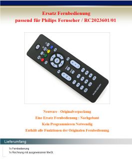 Ersatz Fernbedienung für Philips RC2023601/01 Fernseher TV Remote