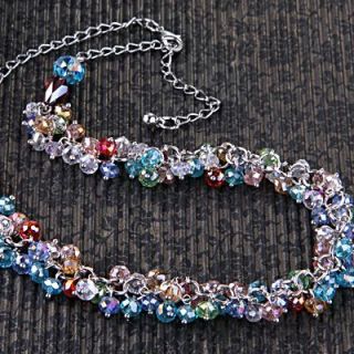 6mm Facetten Kristall Glas Perlenkette Kette Halskette Damenkette