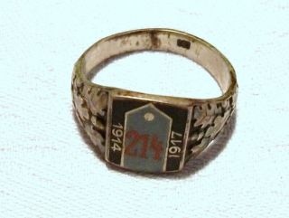 WK Andenken 800 Silber Regiment Ring Emaille Regt.214 Dachboden