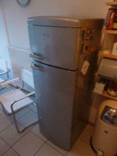Retro Kühlschrank silber mit 4* Gefrierfach, 256 l (216, 40 l)