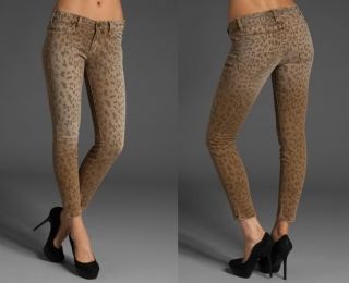 Fashion Celeb leopard print low rise cropped skinny jeans pencil