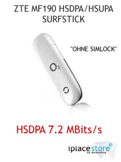 ZTE MF190 OHNE SIMLOCK HSDPA UMTS USB Surfstick Modem Internet Prepaid