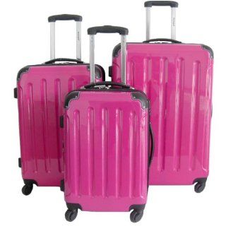 Polycarbonat Trolley Koffer Set 3 teilig Farbe mit ABS Pink 